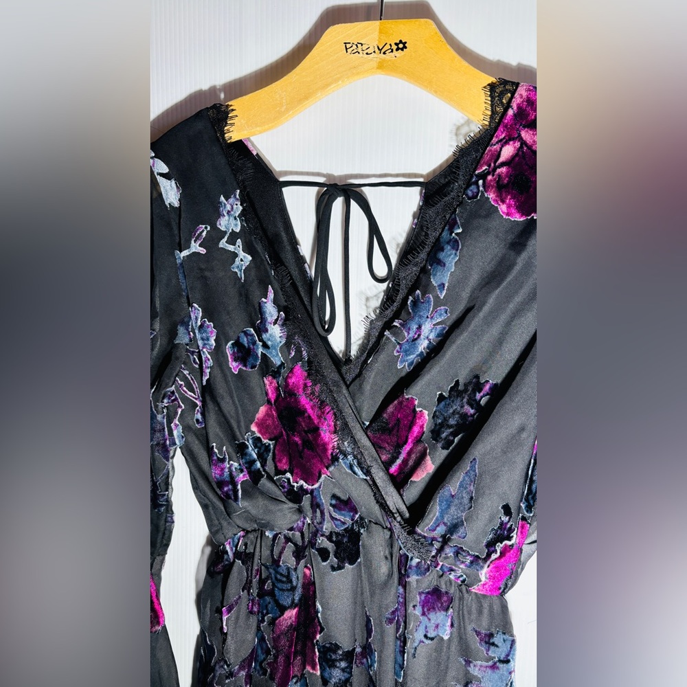 Dee Elly Floral Sheer Black Dress size small - Picture 6 of 9